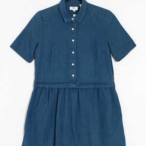 Women’s Levi’s Blue Denim Short Sleeve Button-Up Dress sz XS
